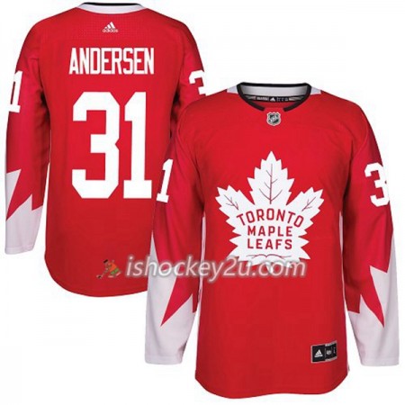 Mænd NHL Toronto Maple Leafs Trøje Frederik Andersen 31 Adidas 2017-2018 Rød Authentic
